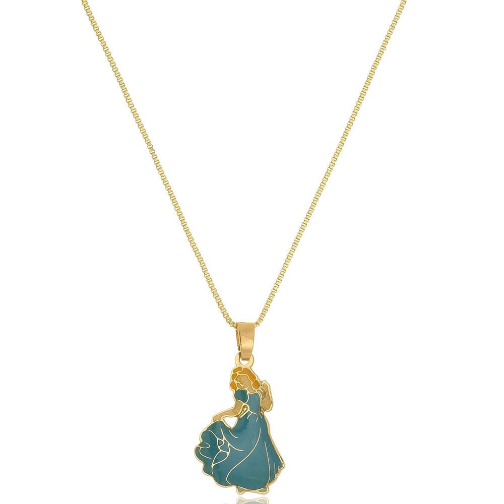 Colar Personalizado Cinderela Folheado Em Ouro18K