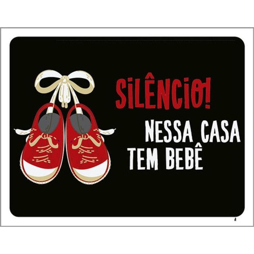 Kit 10 Placas Silêncio Nessa Casa Bebê Vermelha 36X46