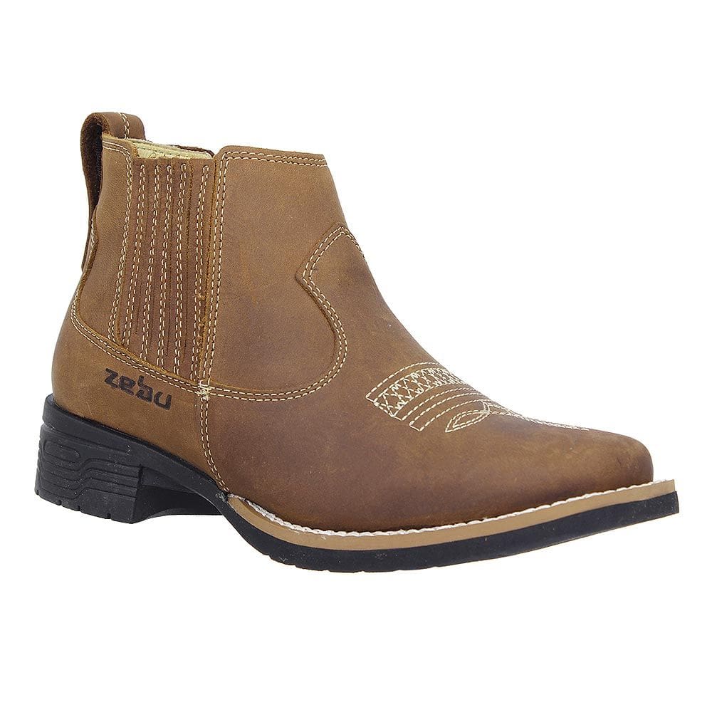 Botina Feminina Couro Marrom Zebu 28330