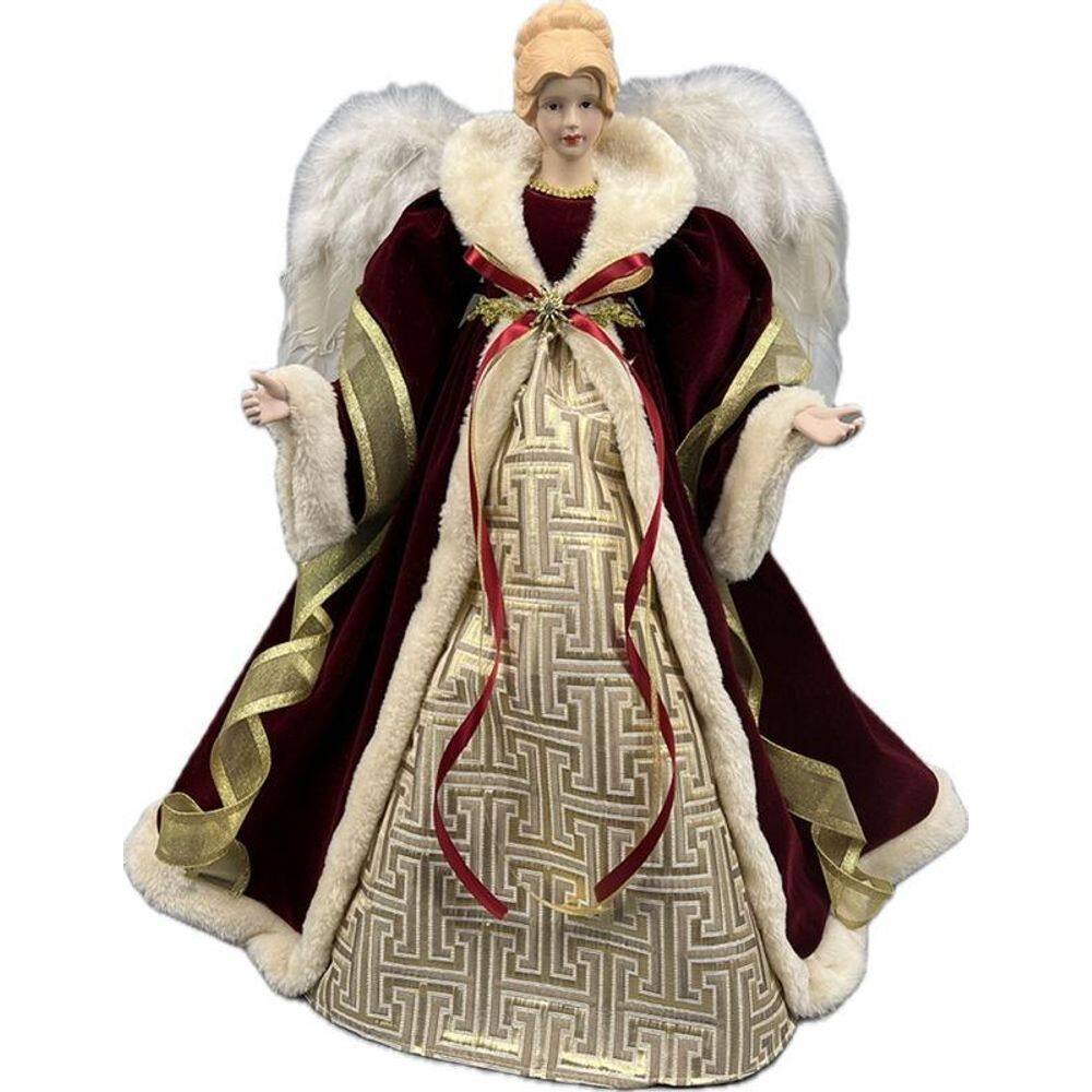 Anjo Topo Arvore Natal Vinho Decoração Enfeite Casa 60Cm