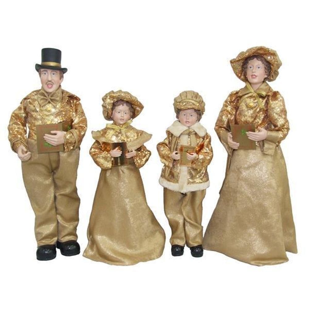 Familia Natalina Pai Mãe Filhos Dourado Decoração Natal 50Cm