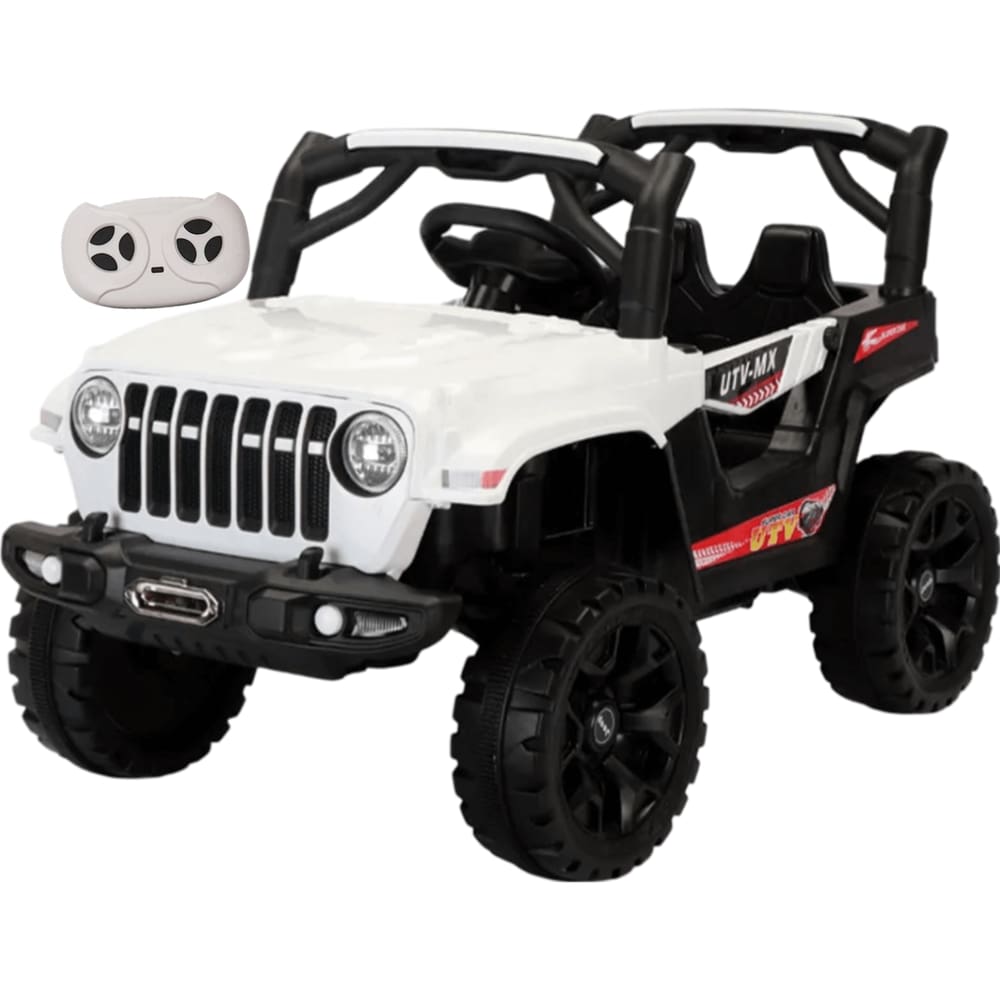 Carro Eletrico Jeep Rubicon UTV MX 12V Controle Branco Bang Toys