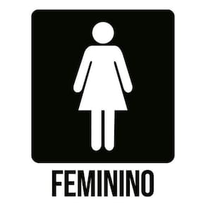 Kit 3 Placas Banheiro Feminino Preta Ícone 36X46