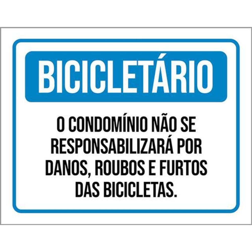 Kit 3 Placa Bicicletário Condomínio Roubos Furtos 36X46