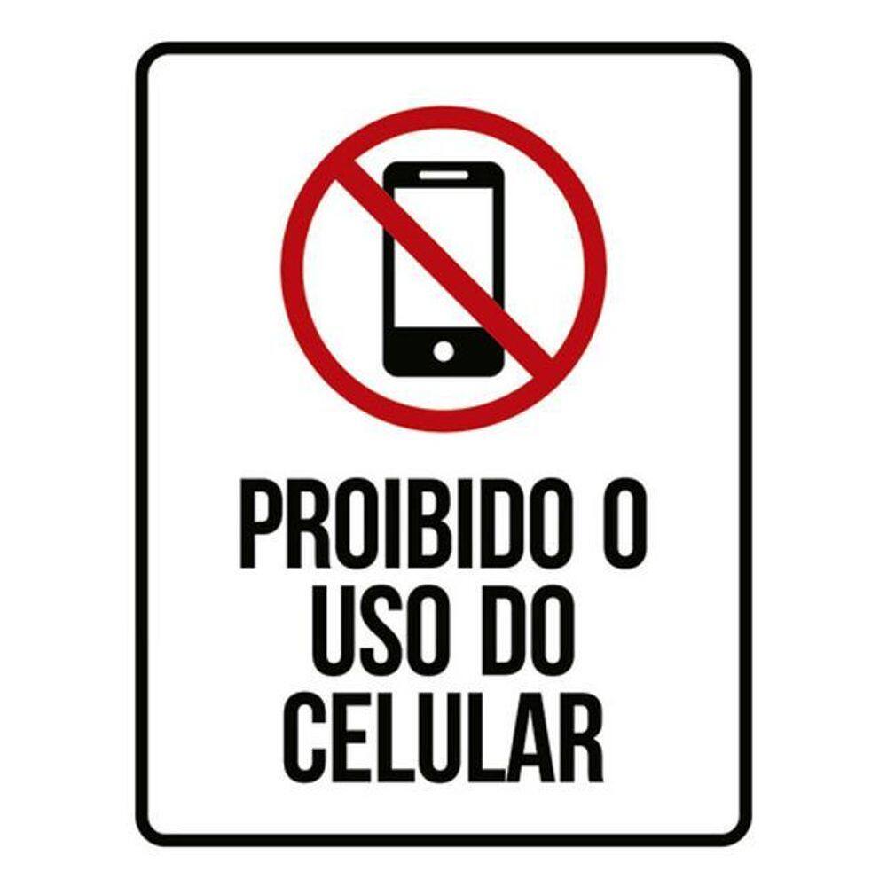 Kit 3 Placas Proibido Uso Do Celular Ícone 36X46