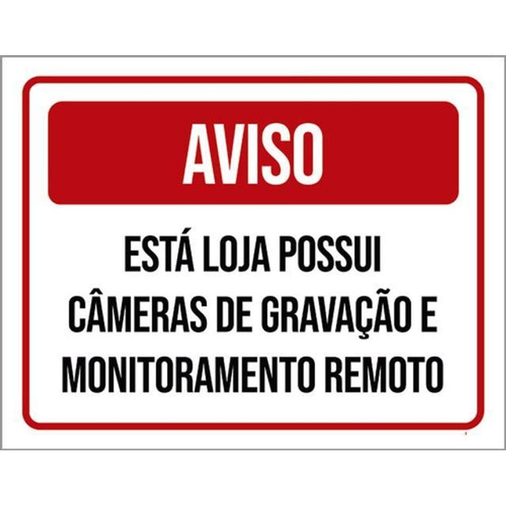 Kit 10 Placa Loja Possui Câmeras Gravação Remoto 36X46