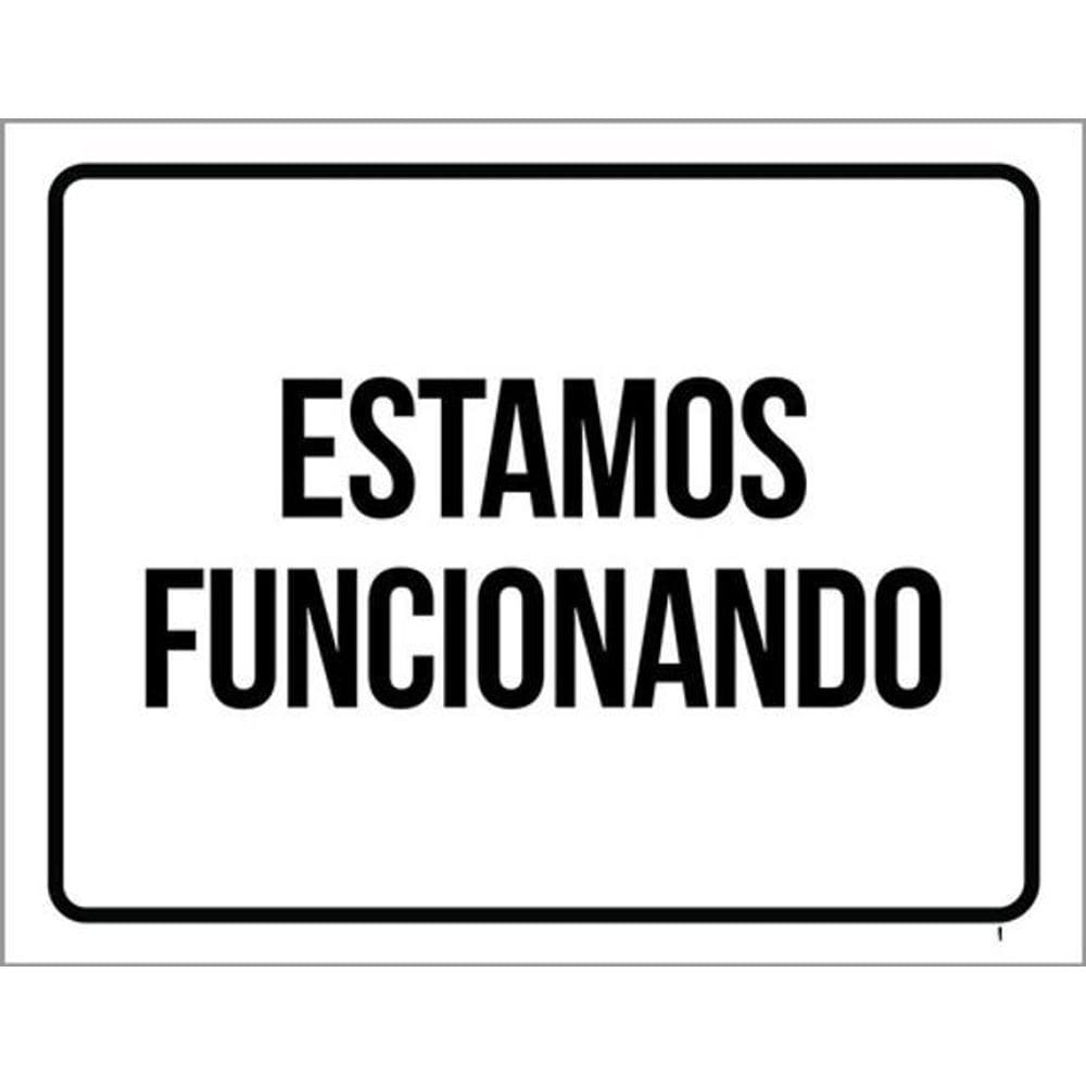 Kit 5 Placas Estamos Funcionando Preta 36X46