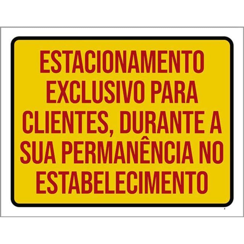 Kit 10 Placa Estacionamento Exclusivo Estabelecimento 36X46
