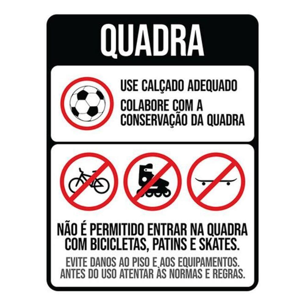 Kit 3 Placas Quadra Regras De Uso 36X46