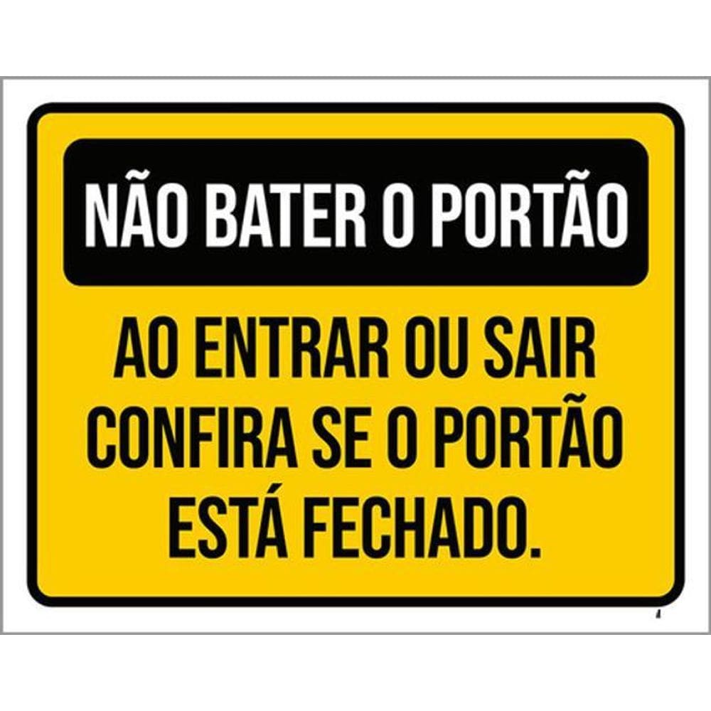 Kit 10 Placas Não Bater Portão Fechado 36X46