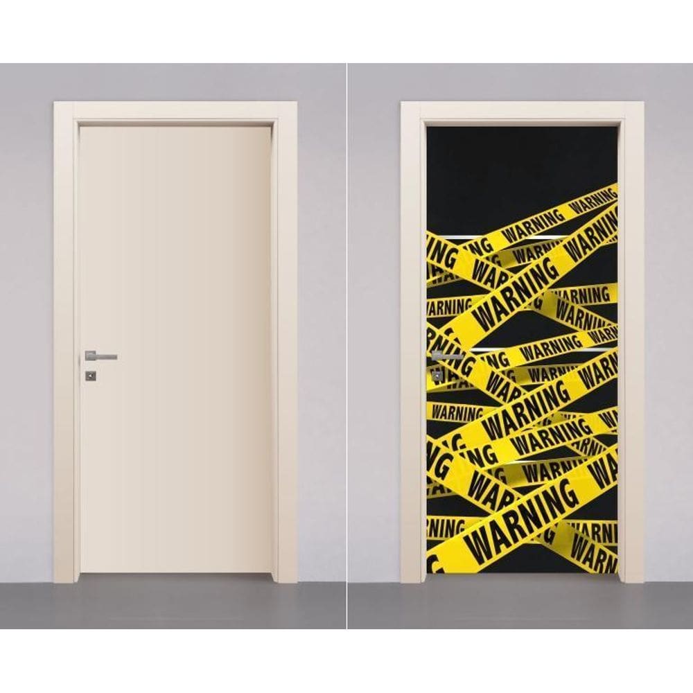 Adesivo Envelopamento Decorativo De Porta Warning Aviso
