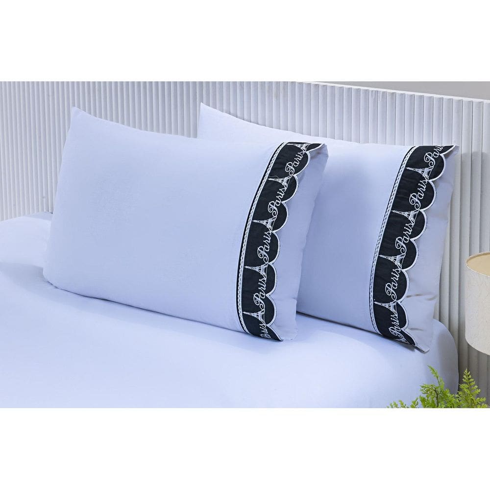 2 Fronhas 50Cmx70Cm 100% Algodão 200 Fios Barrado Bordado