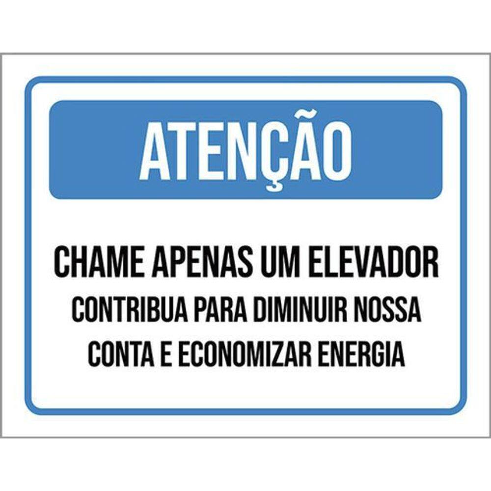 Kit 3 Placa Chame Elevador Contribua Conta Energia 36X46