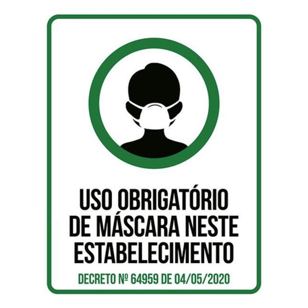 Kit 10 Placa Obrigatório Máscara Estabelecimento36X46