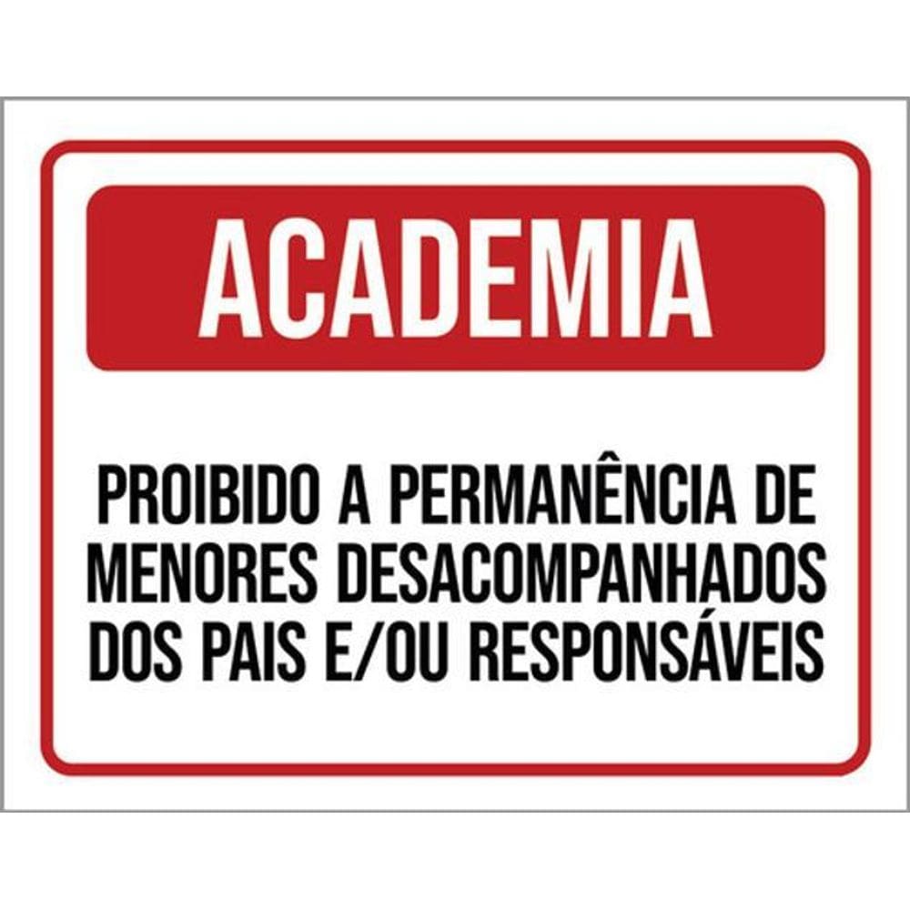 Kit 3 Placa Academia Proibido Menores Desacompanhados 36X46