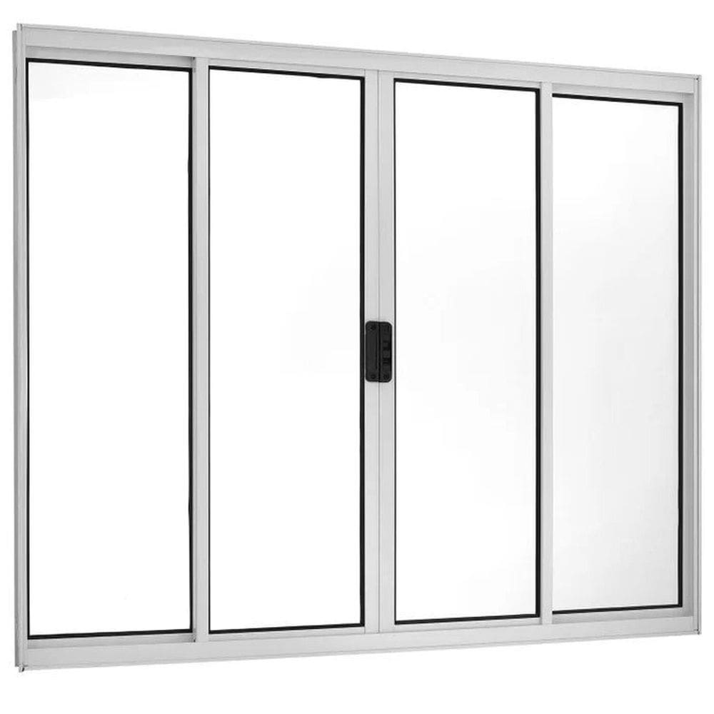 Janela de Aluminio de Correr 120x150cm 4 Folhas Centrais Topsul Esquadrisul Preto