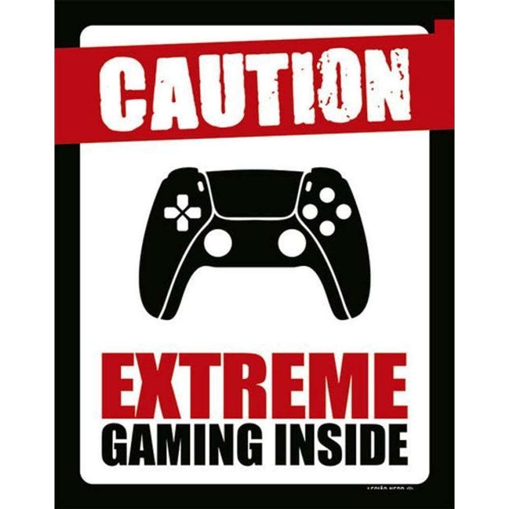 Kit 3 Placas Caution Extreme Gaming Inside Ps 36X46
