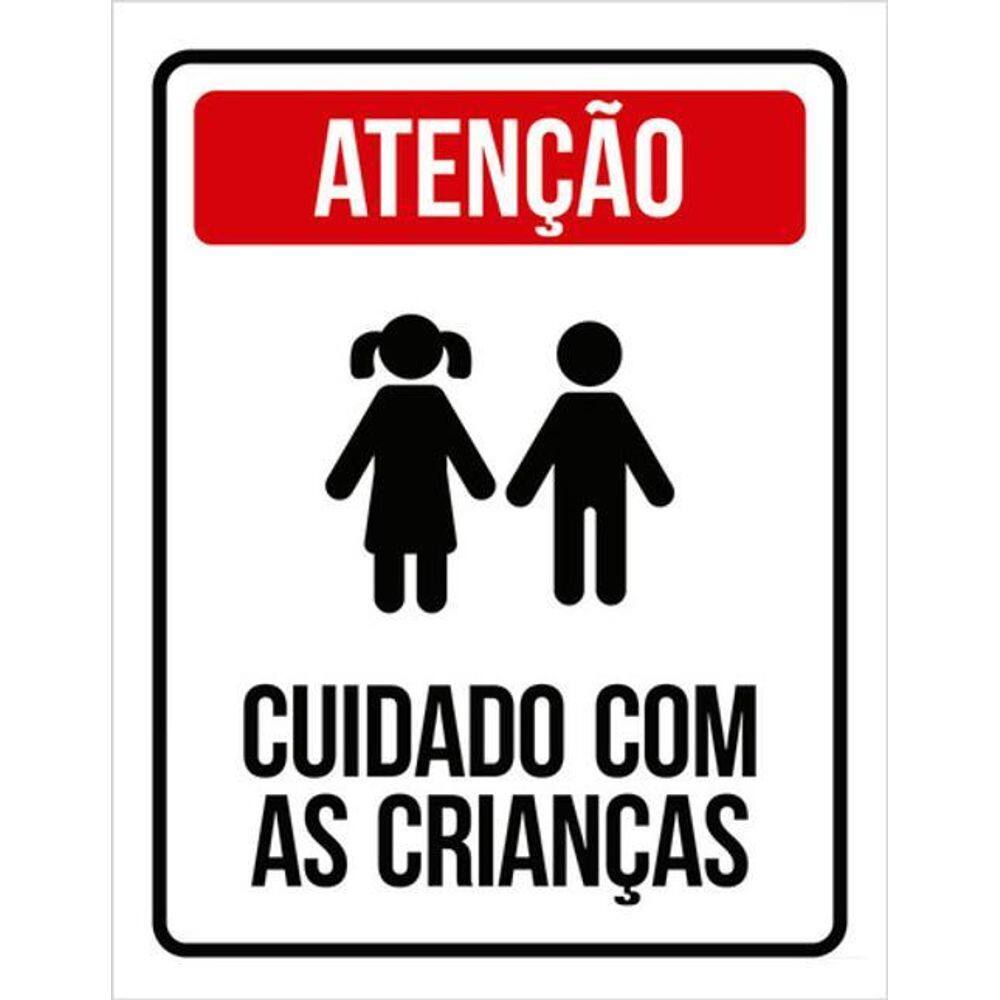 Kit 3 Placas Atenção Cuidado Crianças 36X46