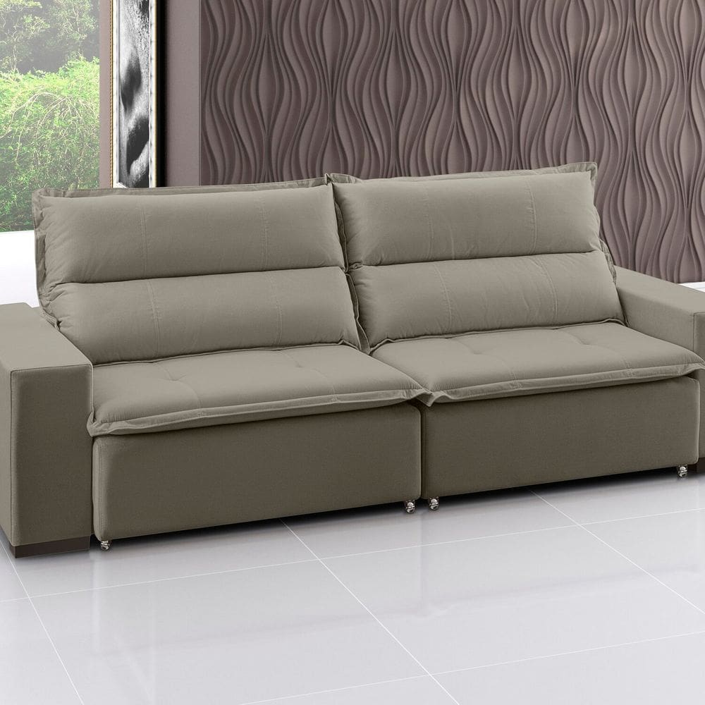 Sofá Supreme - Retrátil / Reclinável 200 Cm Veludo Castor