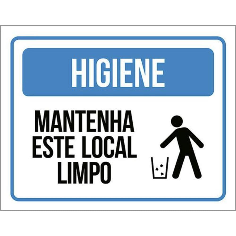 Kit 5 Placas Higiene Mantenha Este Local Limpo Ícone 36X46