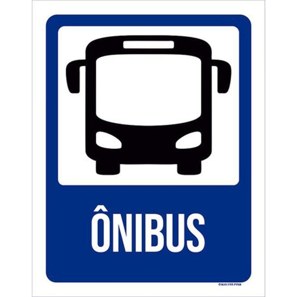 Kit 3 Placas Azul Ônibus Ícone 36X46