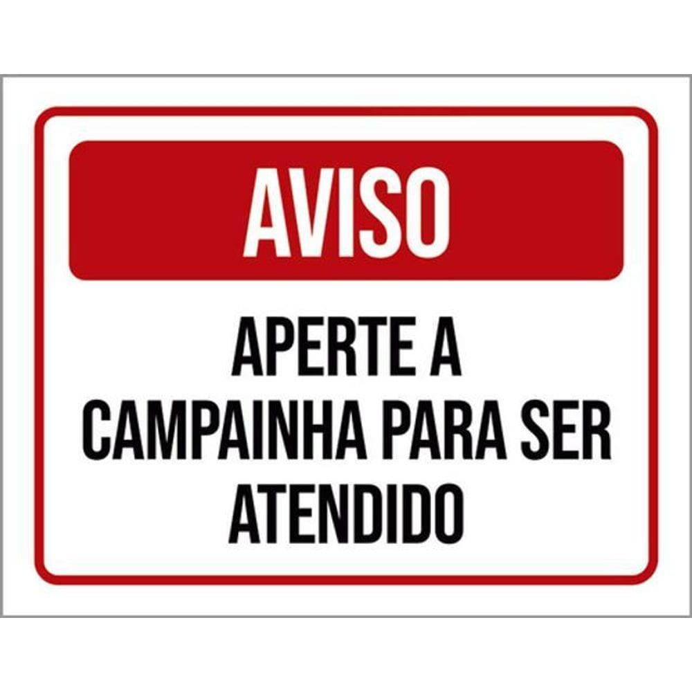 Kit 10 Placas Aviso Aperte Campainha Para Ser Atendido 36X46