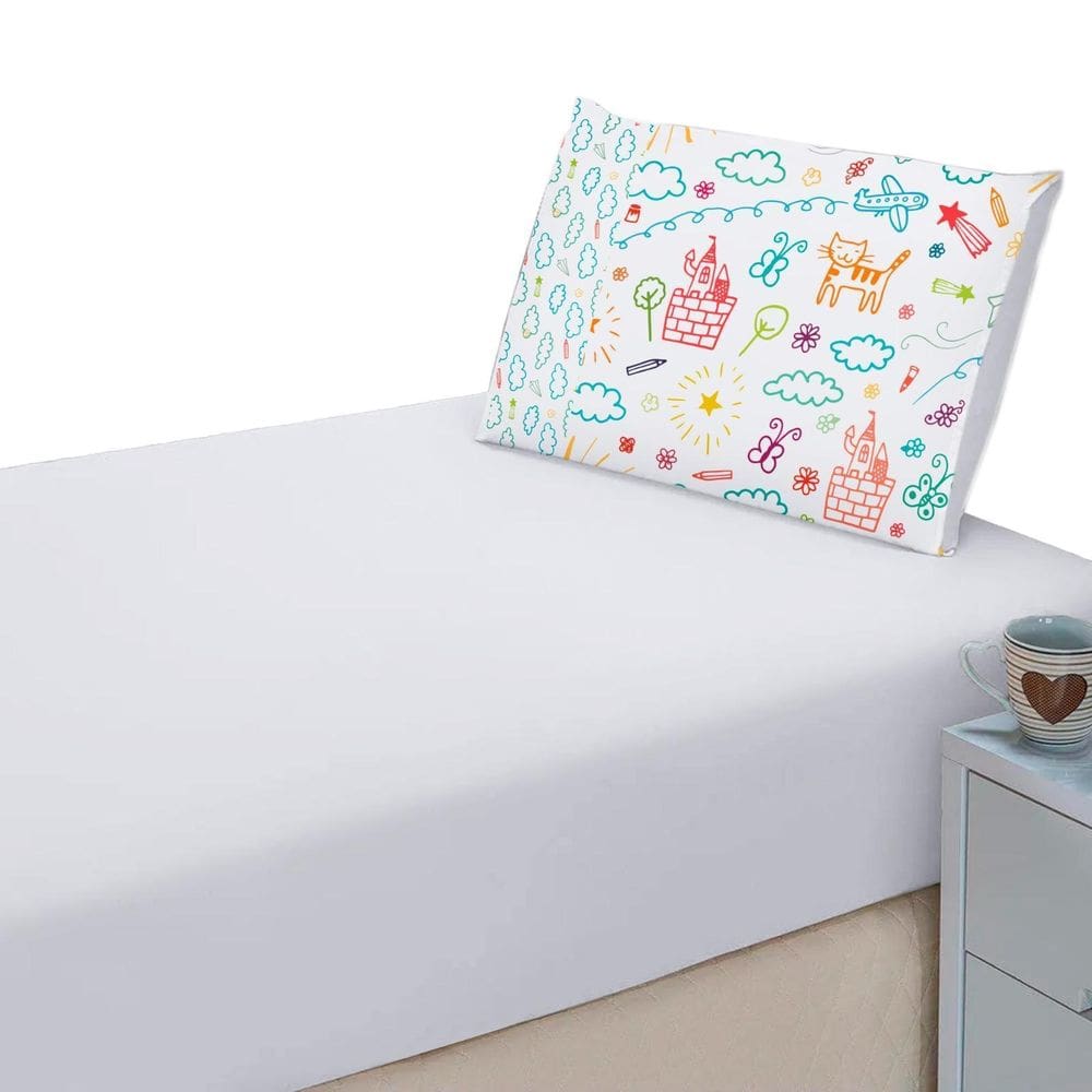 Lençol Liso Elásticado + Fronha Estampada Decorativa
