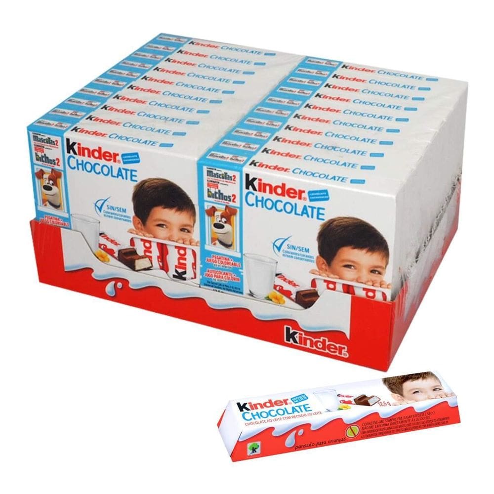 Chocolate, 1 Caixa Com 80 Barrinhas Kinder