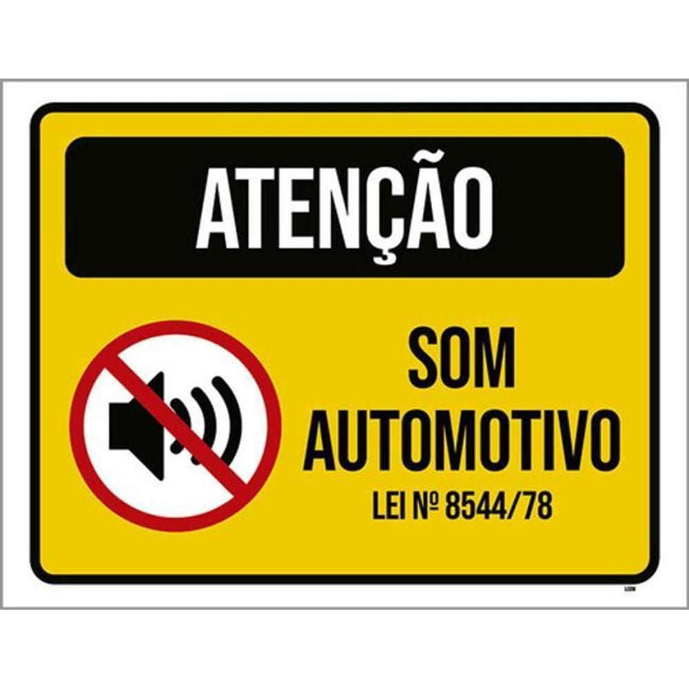 Kit 10 Placas Atenção Som Automotivo Lei 36X46
