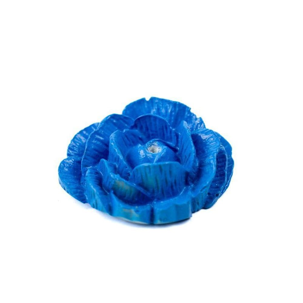 Incensário Porta Incenso Artesanal Rosa Azul 4 Cm Resina