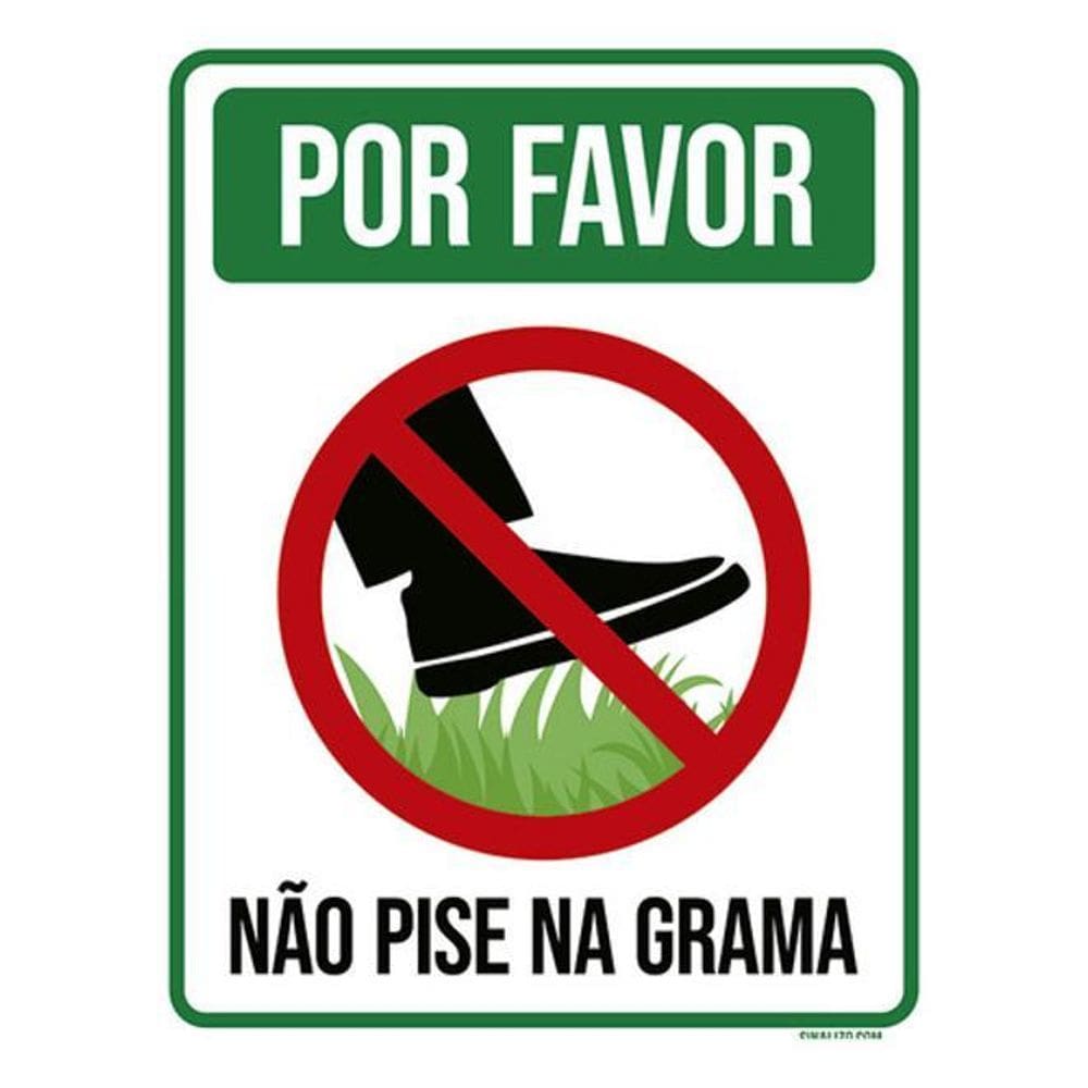Placa Por Favor Não Pise Na Grama Desenho 36X46