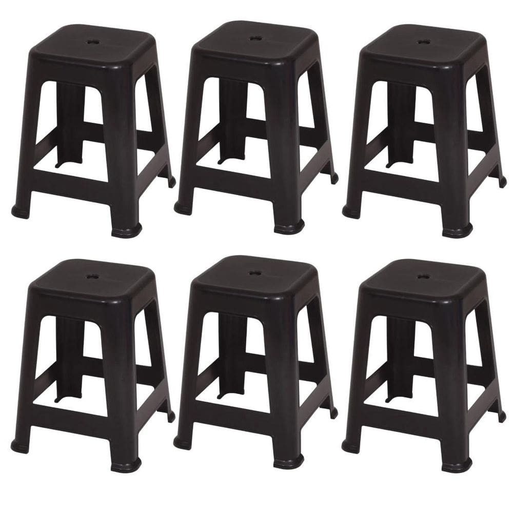 Kit 6 Banquetas Banco Plástica Banquinho Mor 120Kg - Branco