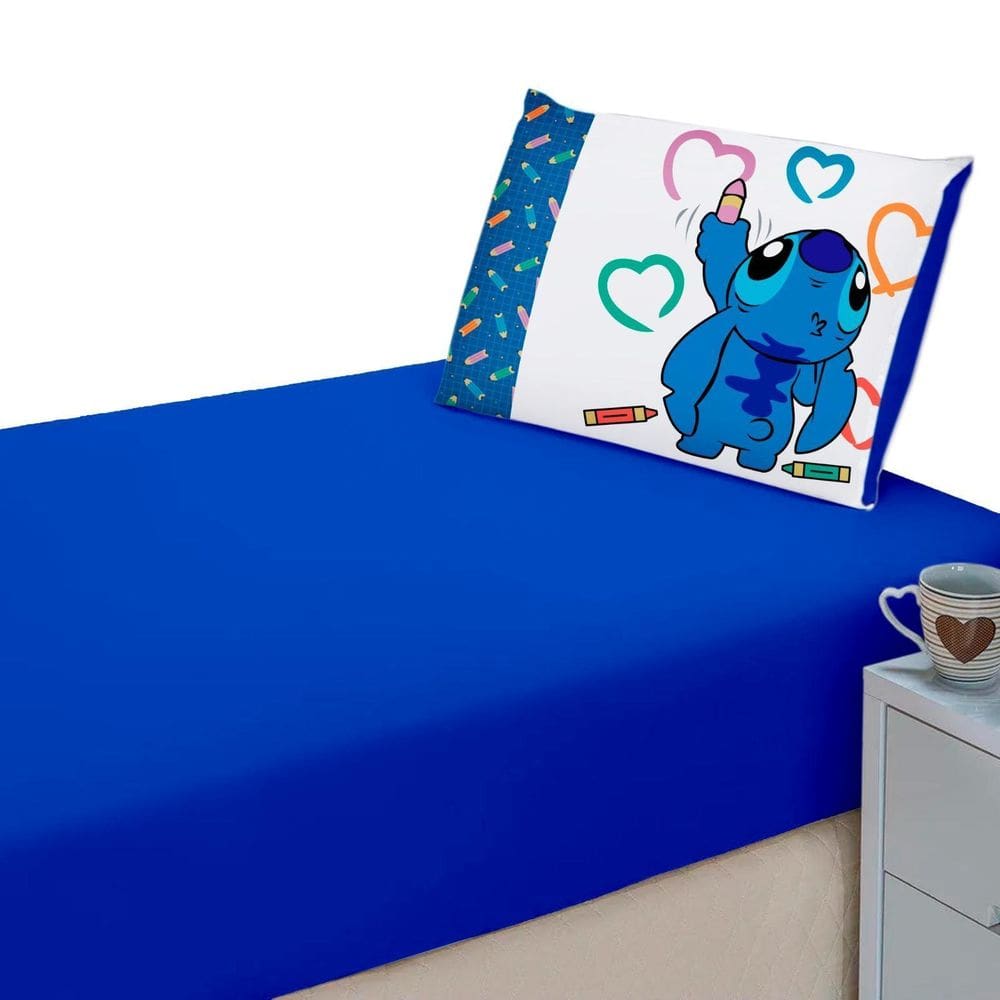 Lençol Liso Elásticado + Fronha Estampada Decorativa