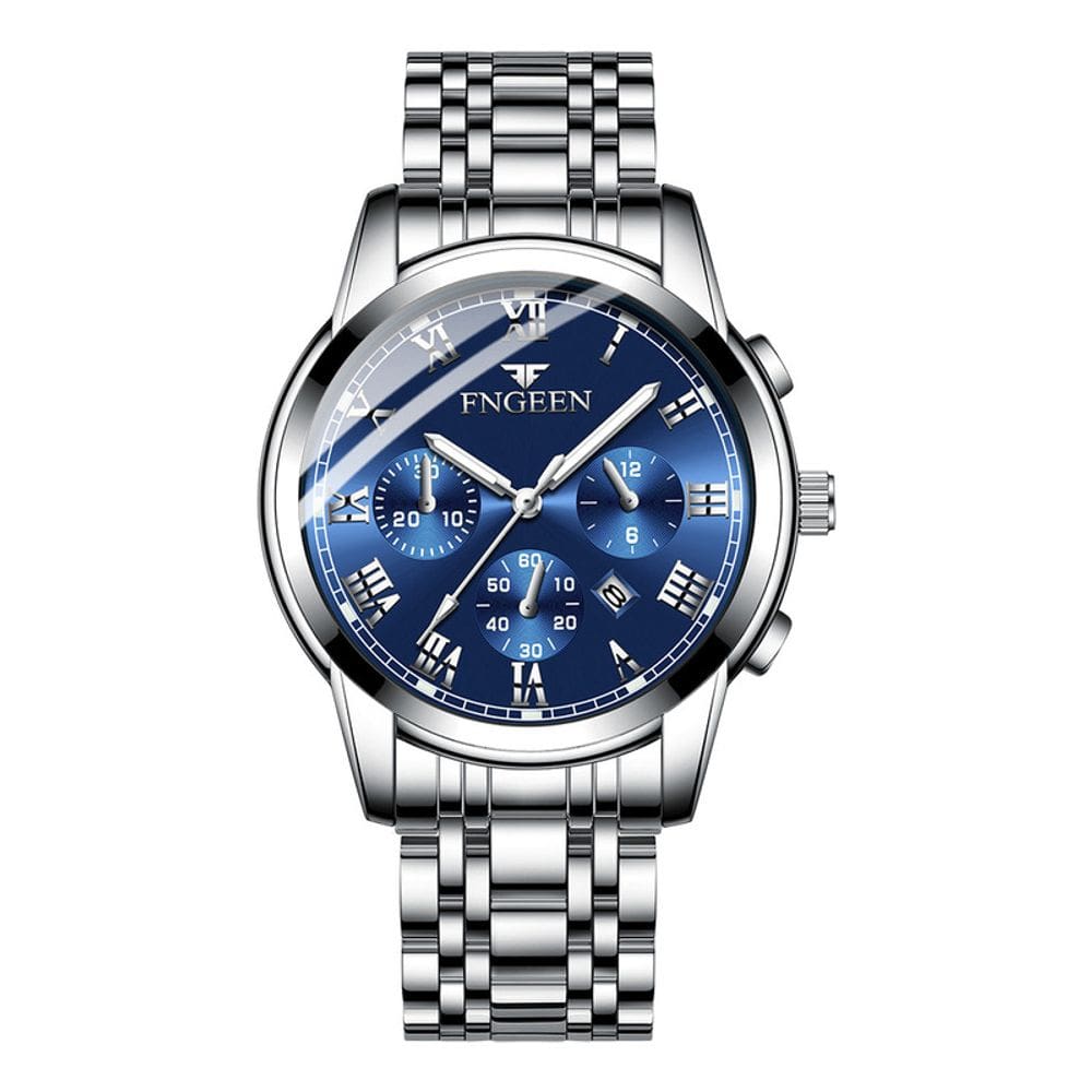 Relógio Glow-in-the-Dark Calendar s Steel Strap Men