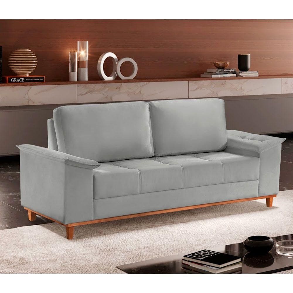 Sofá Ravena Veludo 03 Lugares D28 Meu Sofá Online B026 Veludo Prata