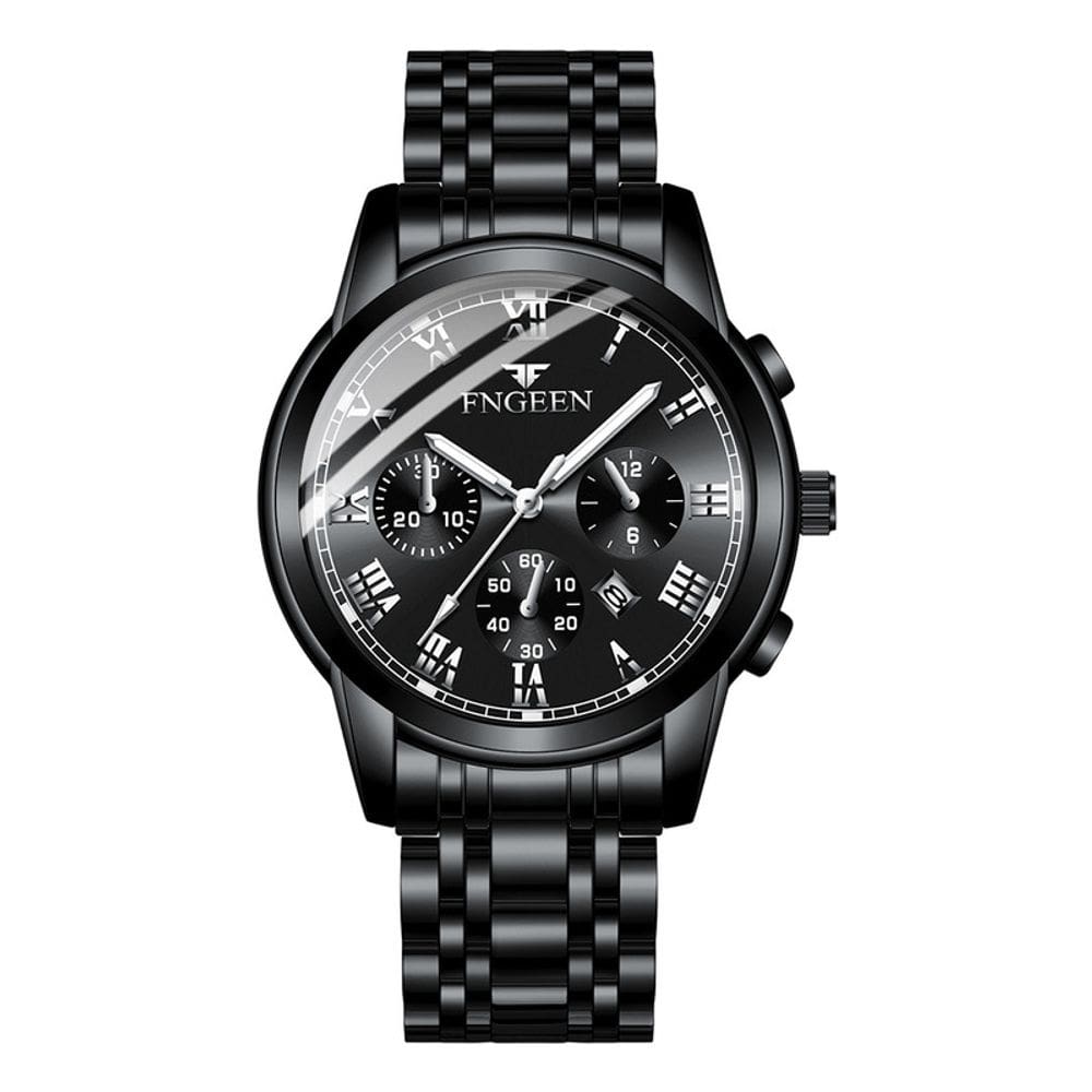 Relógio Glow-in-the-Dark Calendar s Steel Strap Men
