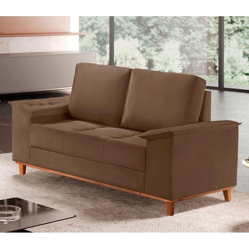 Sofá Ravena Veludo 02 Lugares D28 Meu Sofá Online B016 Veludo Marrom