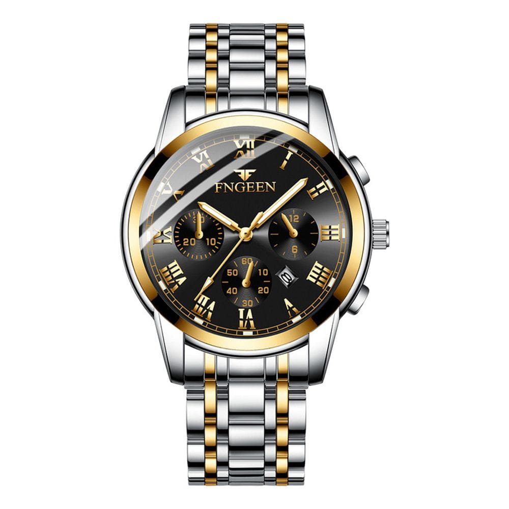 Relógio Glow-in-the-Dark Calendar s Steel Strap Men