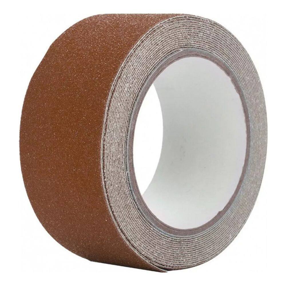 Fita adesiva de PVC antiderrapante 5m x 5cm marrom para escadas