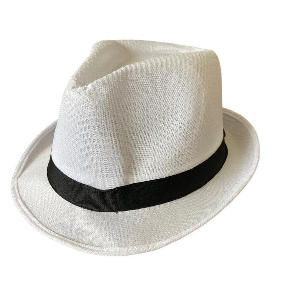 Chapéu De Malandro Branco Com Preto Tecido Carnaval Festas
