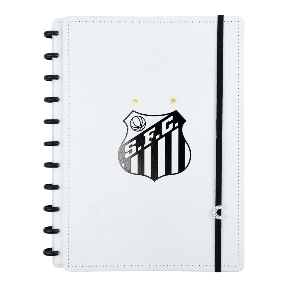Caderno Inteligente Time Santos Pelé Tamanho A4 Grande Capa Dura Disco Branco Universitário Escolar Folha Destacável 90g