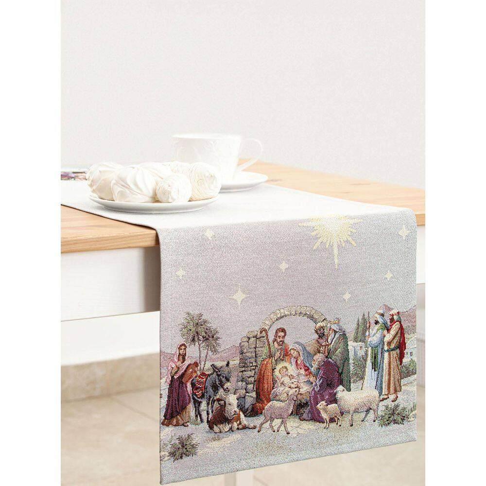 Caminho de Mesa Nativity 45x140cm Gobelin Lurex Dourado