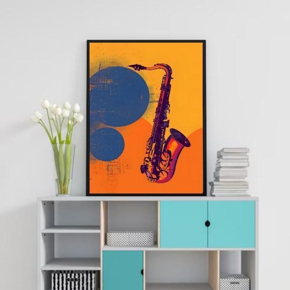 Quadro Decorativo Arte Saxofone 24X18Cm