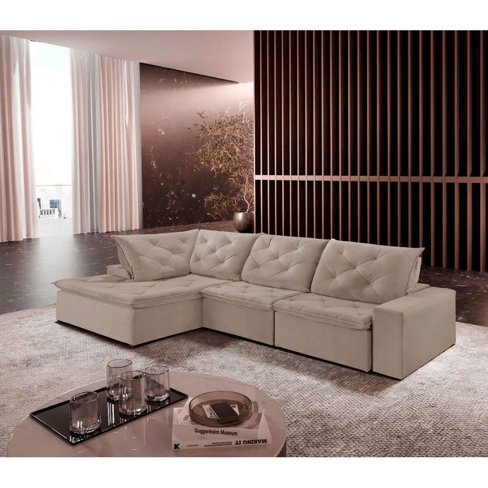 Sofá Hércules Veludo 2 Módulos 80cm Chaise Meu Sofá Online B002 Veludo Capuccino