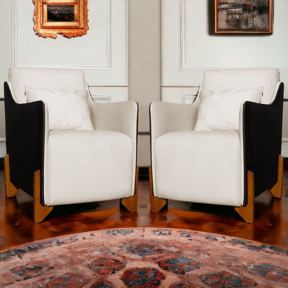 Kit 2 Poltronas Decorativa Heloisa Veludo Bege/Corano Preto - Londrilar