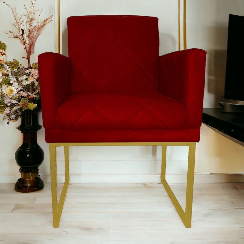 Poltrona Decorativa Pé Ferro Klara Suede Vermelho - Londrilar