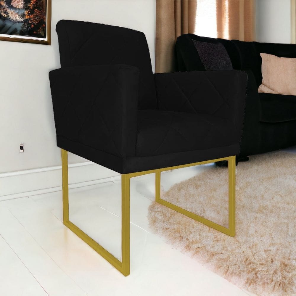 Poltrona Decorativa Pé Ferro Klara Suede Preto - Londrilar