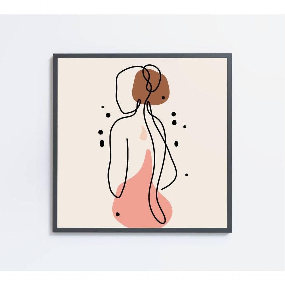 Quadro Feminino Silhueta Costas Artística Contínua Medidas 80x80 Cm Impressão Tecido Canvas