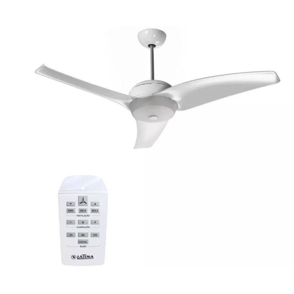 Ventilador de Teto Latina Branco 3 Pás com Controle Remoto