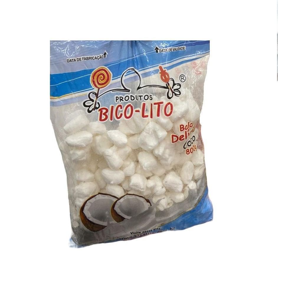 Pacote Bala Delícia Coco 800G Bico-Lito- Bala Tradicional